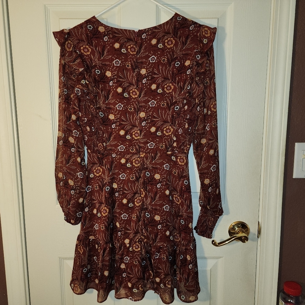 AQUA Floral V-Neck Mini Dress - XS - Bloomingdale's Exclusive - Like New - Picture 3 of 11